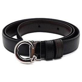 Cartier Cinturón reversible para mujer con hebilla plateada Negro