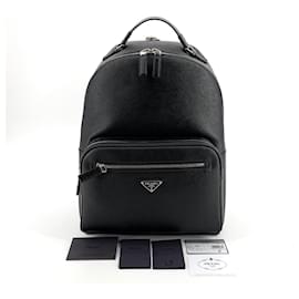 Prada Saffiano Backpack with Triangle Logo Black
