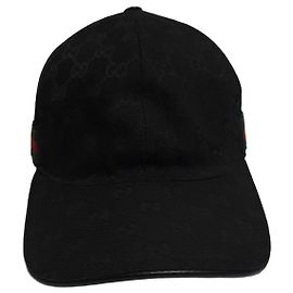 Gucci XL Black GG Monogram Baseball Cap Black