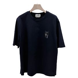 Hermès Batman Battle Horse T-Shirt mit Lederpatch Blau