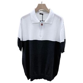 Kiton Kurzarm-Polo aus Baumwolle mit halbem Reißverschluss Weiß