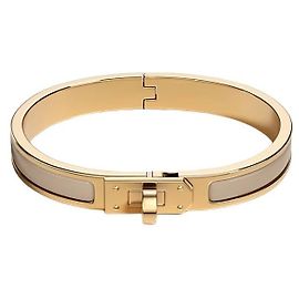 Hermès Pulseira Mini Click Kelly Ouro Marrom Glacé Laranja