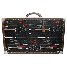 Fendi Tool Print Silver Stud Suitcase Black