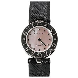 Bulgari Relógio com pulseira de couro e mostrador em madrepérola rosa e movimento quartz Multicor