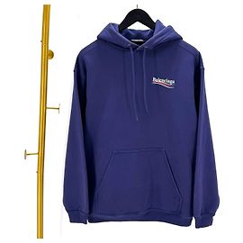 Balenciaga Langarm-Kapuzenpullover mit Wave-Logo Blau