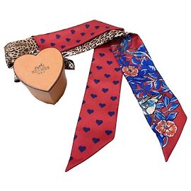 Hermès Lenço Twilly Silk Jungle Love Vermelho Vermelho