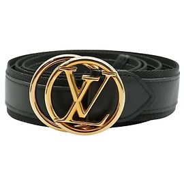 Louis Vuitton Circle Leather Fabric Belt Black