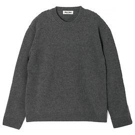Miu Miu Pull en maille en cachemire avec logo blanc Gris Marron