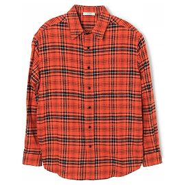 Céline Camisa de algodón a cuadros oversize Roja