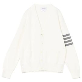 Thom Browne V-Ausschnitt-Cardigan aus Baumwolle in Milano-Stich Weiß