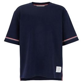 Thom Browne Rugby Kurzarm-T-Shirt aus Baumwolle Blau