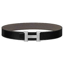 Hermès Cinturón de cuero reversible con hebilla dorada Multicolor