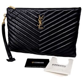 Saint Laurent Monogram Clutch Bag Black Medium Black