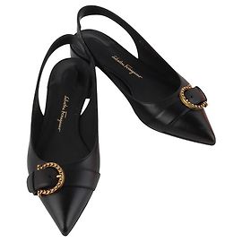 Salvatore Ferragamo Gaiola Gancini Slingback Size Black
