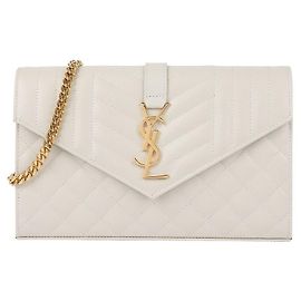 Saint Laurent Couro misto acolchoado metálico Branco