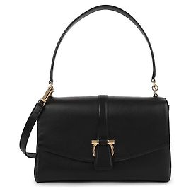Salvatore Ferragamo Bolsa de ombro com aba frontal Preto