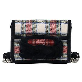 Miu Miu Bolsa de ombro com corrente padrão tartan Multicor