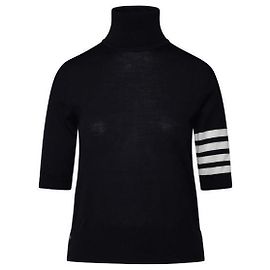 Thom Browne Dolcevita a maniche corte rilassato in merino fine Blu