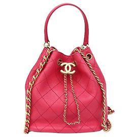 Chanel Pink Drawstring Bucket Bag Pink
