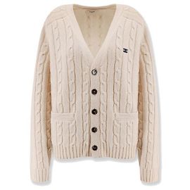 Céline Cardigan aus Kaschmir mit Zopfmuster Weiß