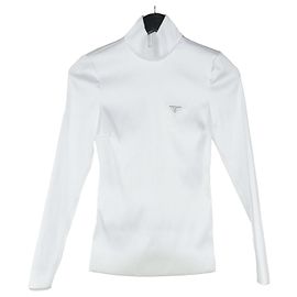 Prada Langarmshirt aus Stretch-Satin mit Triangle-Logo Silber