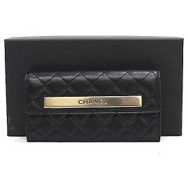 Chanel Black Lambskin Trendy CC Flap Women's Long Wallet Black