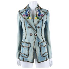 Gucci Giacca in denim con borchie Blu