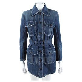 Saint Laurent Denim-Kleid mit Gürtel Blau