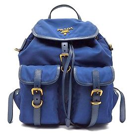Prada Zaino in nylon con due tasche Blu
