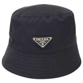 Prada Chapéu bucket Rina em nylon com logotipo triangular Preto