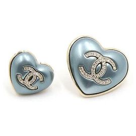 Chanel Kristall CC Double Heart Blue Gold Damenbrosche Blau