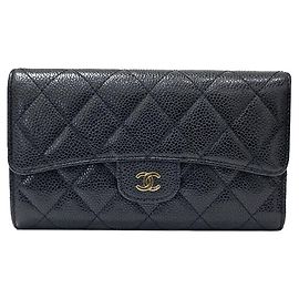 Chanel Caviar Long Wallet Black