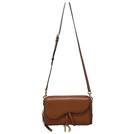 Dior Bolsa Transversal Double Saddle Pouch Marrom