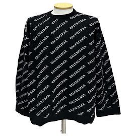 Balenciaga Cashmere-Strick mit durchgehendem Logo Silber