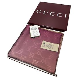 Gucci Sciarpa in jacquard di seta GG Rosso