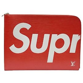 Louis Vuitton Clutch Epi com Logotipo Vermelho Supreme Edição Limitada Vermelho