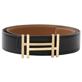 Hermès Double Buckle Reversible Belt Black Black