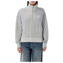 Isabel Marant Sweatshirt mit halbem Reißverschluss mit Logo GYIB Silber