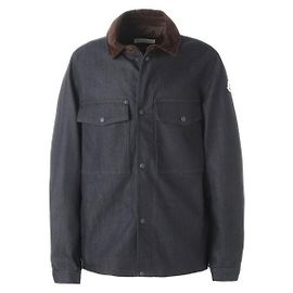 Moncler Giacca camicia in denim con bordi in velluto a coste Blu