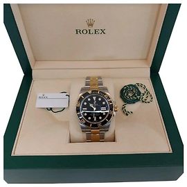 Rolex Orologio Submariner da uomo in oro giallo e nero con quadrante nero Nero