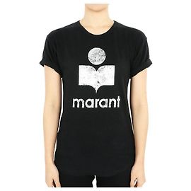 Isabel Marant Etoile Coldi Logo Kurzarm T-Shirt (Schwarz/Silber) Orange