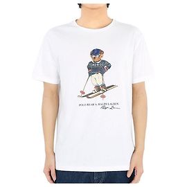 Ralph Lauren Ski-Bär-Print T-Shirt für Herren (Weiß) WHITE Orange