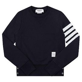 Thom Browne Moletom feminino de malha loopback azul marinho com gola careca e listras RWB Tab Azul