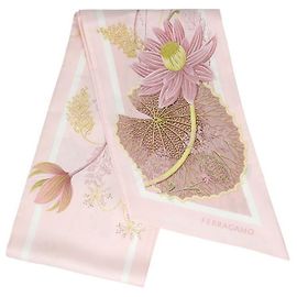 Salvatore Ferragamo Bufanda de seda con estampado de nenúfar para mujer Multicolor