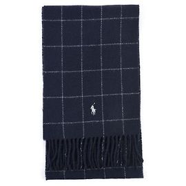 Ralph Lauren Reversible Checkered Wool Scarf Black