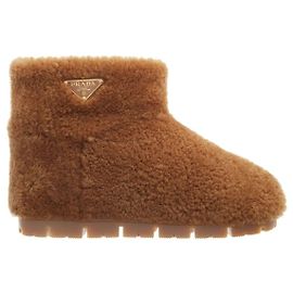 Prada Refurbished Shearling Boots Brown