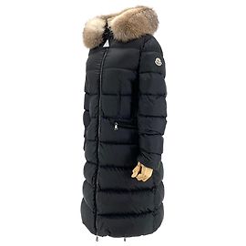 Moncler Boeidic Langdunenjacke mit Fuchsfell Schwarz