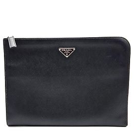 Prada Pochette Document en Saffiano Noir