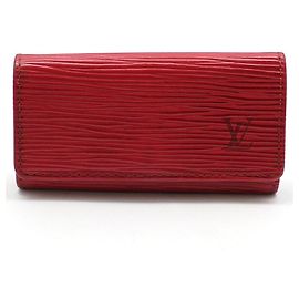 Louis Vuitton Red Ep leather Multi-Clip Key Holder Key Wallet Red
