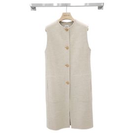 Hermès Chaleco largo recto de cachemira Blanco